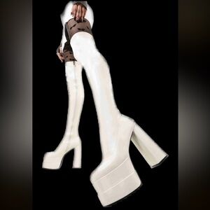BNIB Lamoda Fantasies Platform Thigh High White Boots